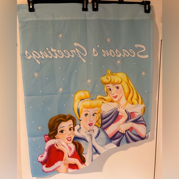 Disney Princess Season’s Greetings Christmas Holiday Flag, 28” x 35.5” EUC. - Picture 2 of 2